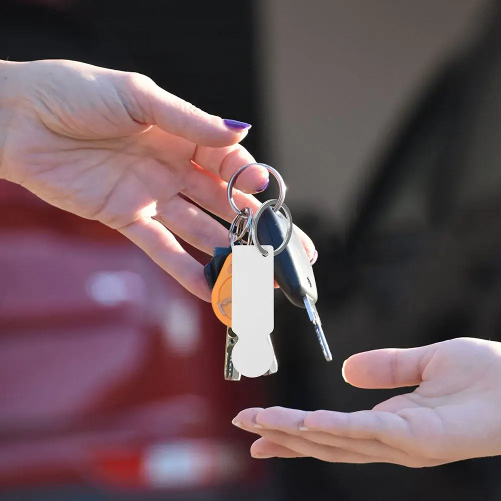 

2Pcs Stainless Steel Shopping Cart Token Keychain Heat Transfer Blank Trolley Token for Supermarket Shopping Center Mall Use