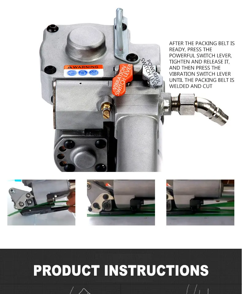 พลาสติกเครื่องมือนิวเมติกผู้วิดน้ำบรรจุเครื่องพลาสติกเข็มขัดสายรัดเครื่อง Hot Melt Packer