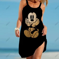 2024 proca elegancka Boho imprezowe Minnie Mouse letnia kobieta luźna plaża 3D nadruk sukienka Vintage Mickey Y2k sukienki bez rękawów dla Wom