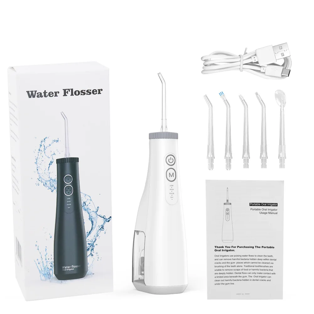 

Water Dental Flosser Cordless for Teeth Cleaning,4 Modes Oral Irrigator 300ML Braces Flossers Cleaner Rechargeable Portable IPX7