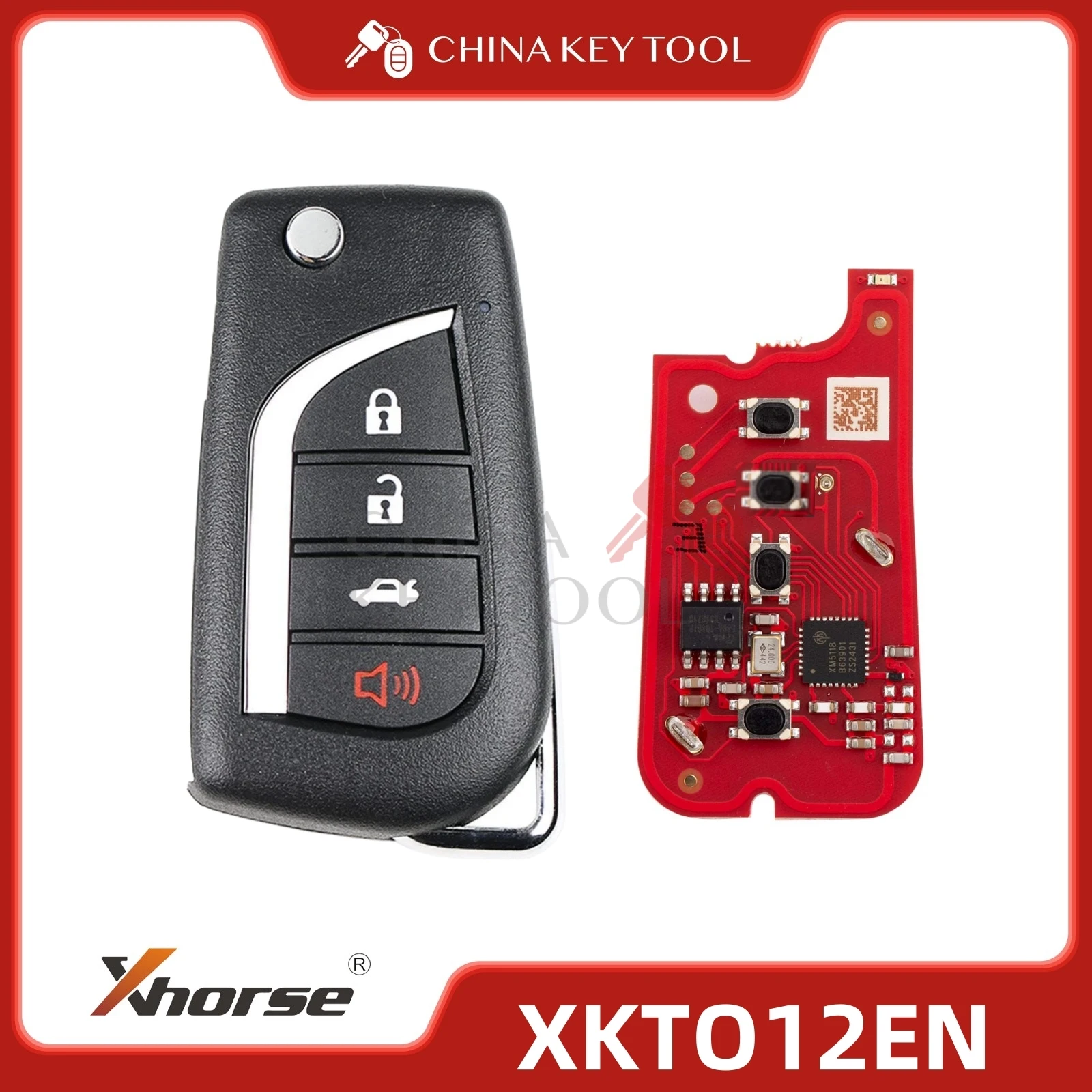

Проводной дистанционный ключ Xhorse для Toyota Style Flip, 4 кнопки XKTO12EN
