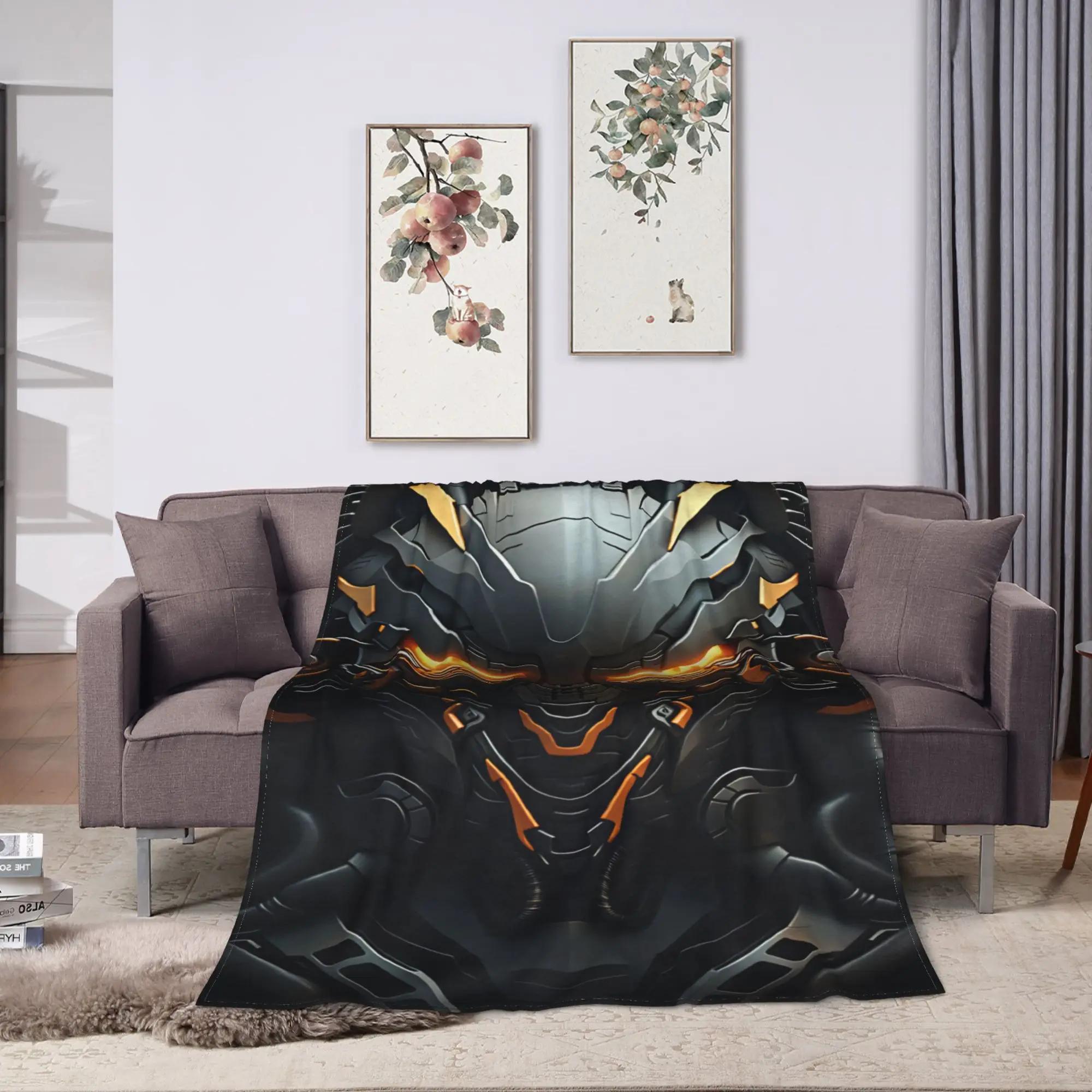Bold Mechanical Robots Print Plush Blankets Child  Flannel Throw Blanket For Bedroom Soft Design Quality Bedspread