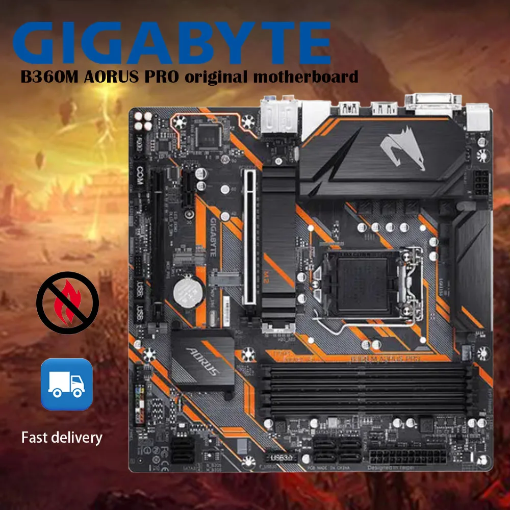 Used Gigabyte B360M AORUS PRO original motherboard LGA 1151 DDR4 64GB USB2.0 USB3.1 DVI HDMI desktop motherboards