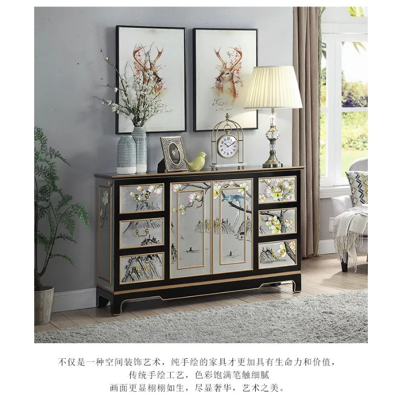 

Living room door partition cabinet neoclassical decorative foyer cabinet American side cabinet