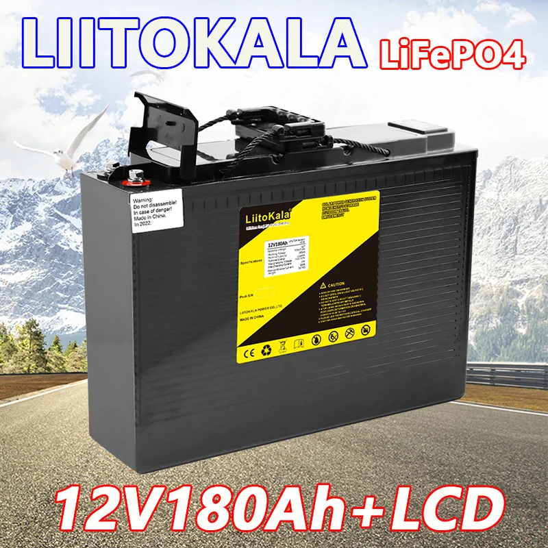 LiitoKala 12V 180Ah LiFePO4 Battery Lithium Power Battery 4000 Cycles For 12.8V RV Campers Golf Cart Off-Road Off-grid Solar