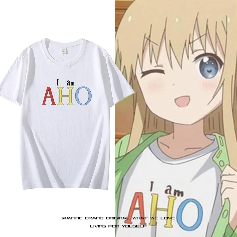 

Swish Lily-old Nakiko Same Style Short-sleeved T-shirt for Men and Women I Am AHO Pure Cotton Cos Clothes Anime Around Summer