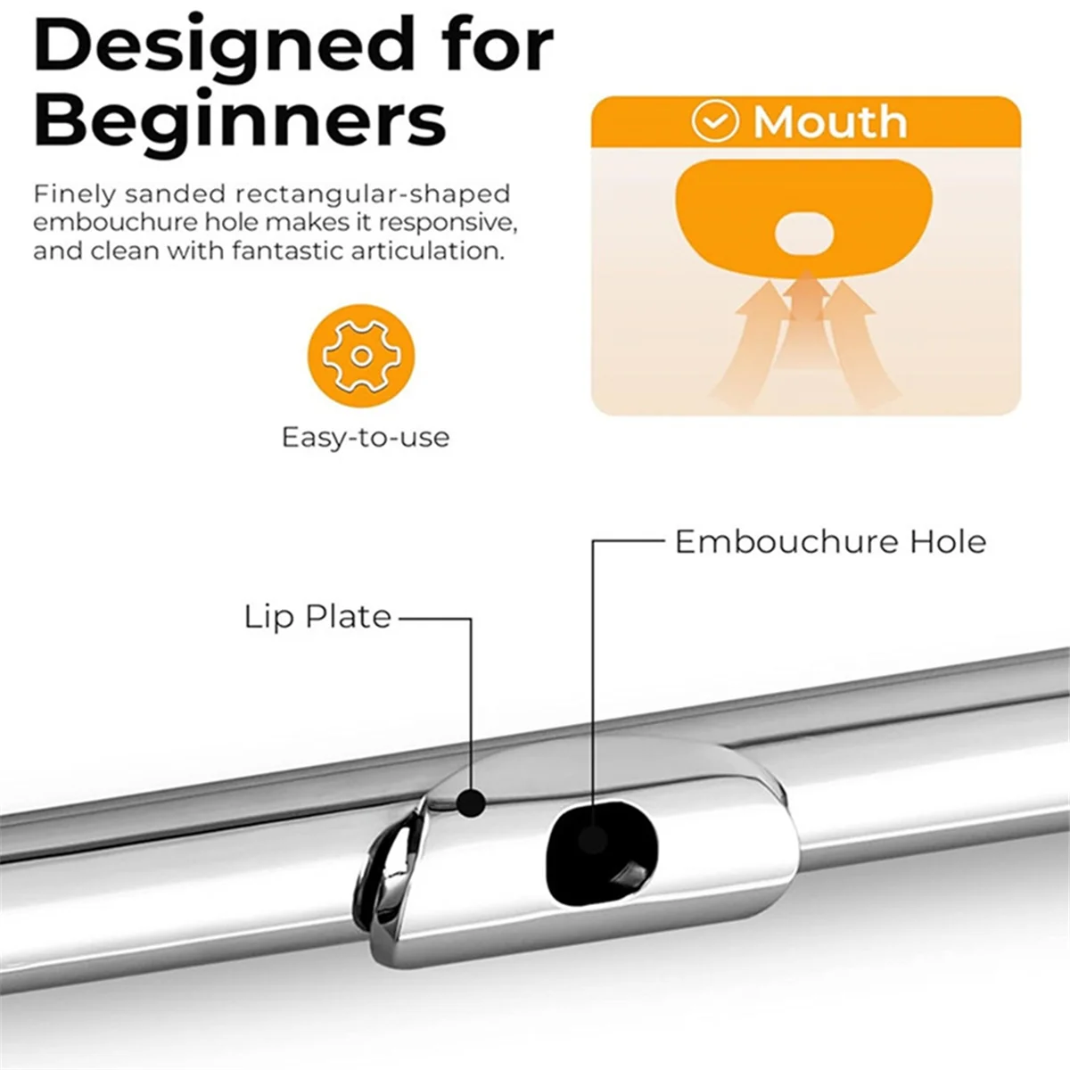 

16 Closed Open Holes C Key Professional Transverse Flute Concert Musical Instrument with Box Cleaning Cloth Stick GlovesJAS