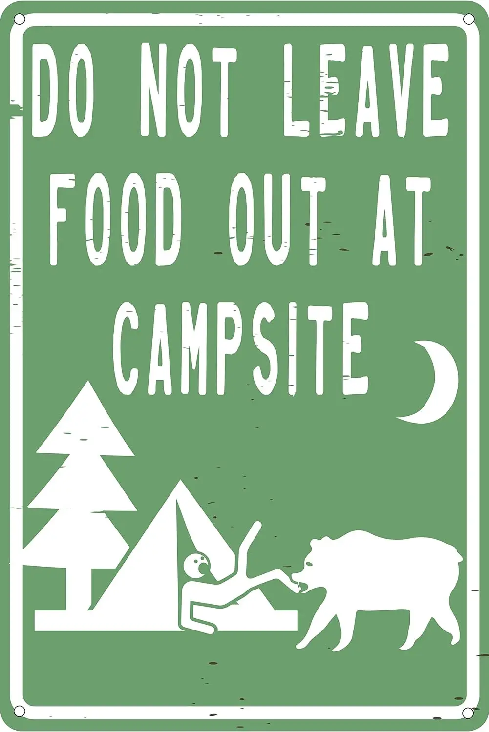 

Toothsome Studios Do Not Leave Food Out at Campsite 12" x 8" Funny Tin Sign Camping Themed Cabin Decor