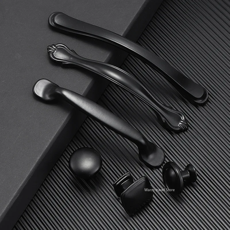 Black Handle for Furniture Cabinet Knobs and Handles Kitchen Drawer handle door Pulls Cupboard Modern aluminum alloy handle
