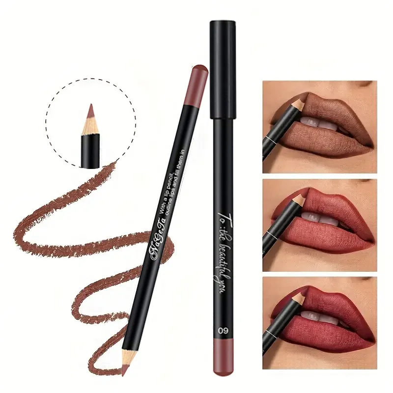12-Color Lip Liner Pencil - Velvety Texture, 24-Hour Long-Wear, Waterproof & Smudge-Resistant, Can Use For Lip & Eyes