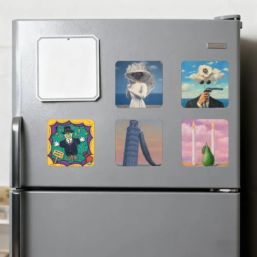 يمكن استخدام ملصقات مربعة مغناطيس الثلاجة ريني فرانكويس غيسلين ماغريت لتخصيص تذكارات أو هدايا مثالية. #3