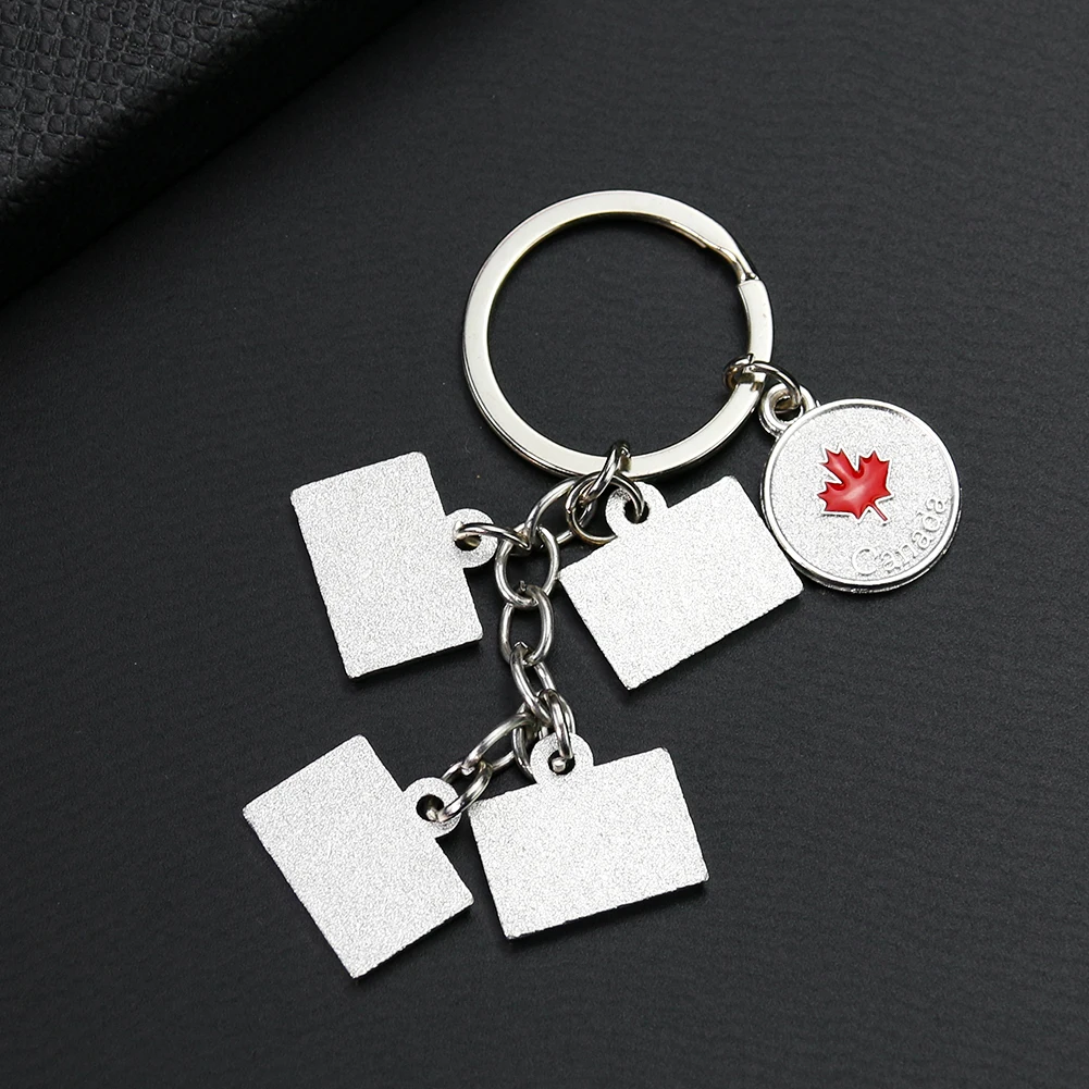 Metal Canadian Flag Maple Leaf Coin Keychain Charms Car Key Holder Keyring Pendant Purse Bag Accessories Jewelry Souvenir Gifts