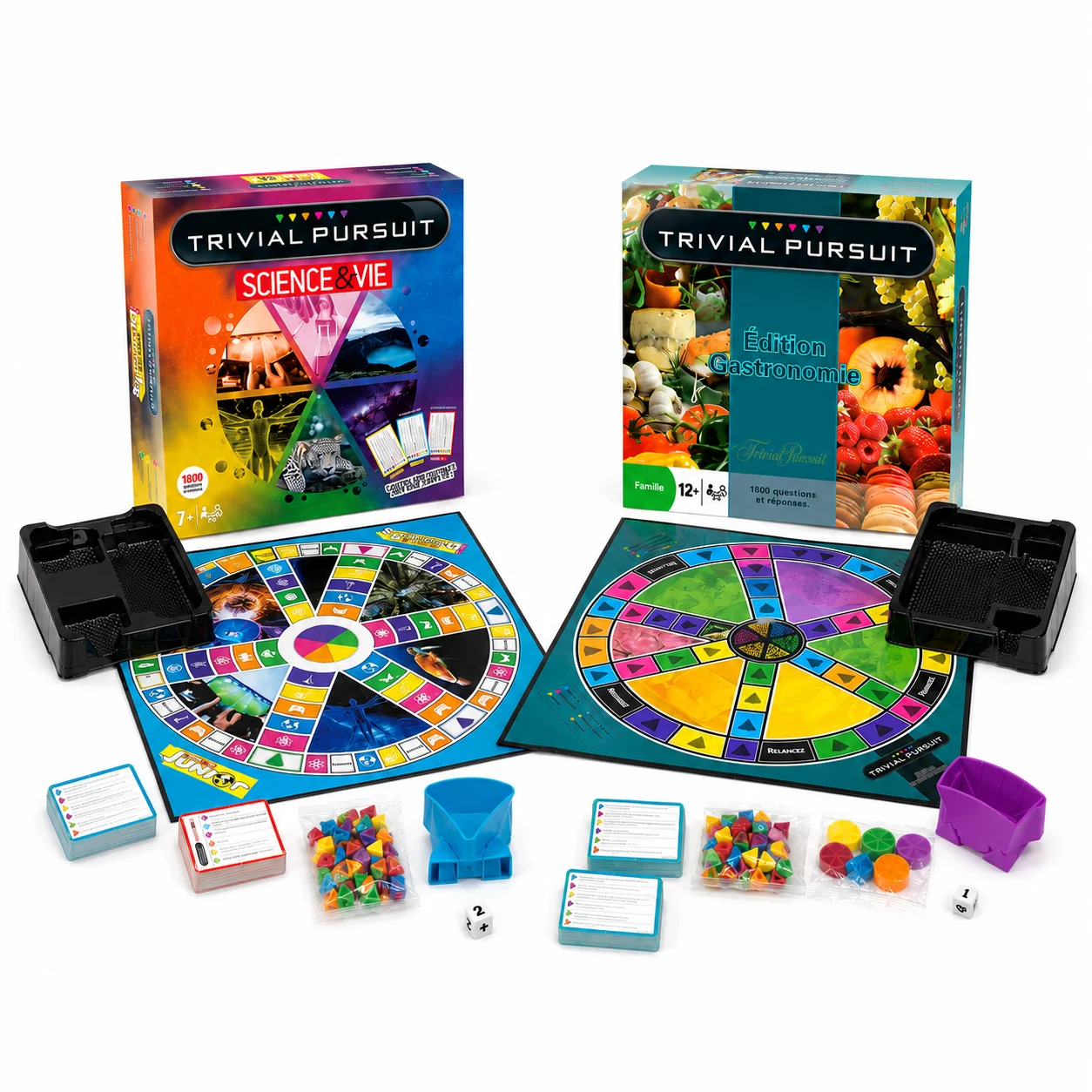 Jeu de société de quiz, jeu de connaissances classique pour les soirées, avec plateaux, cartes et jetons, 2 éditions, version française