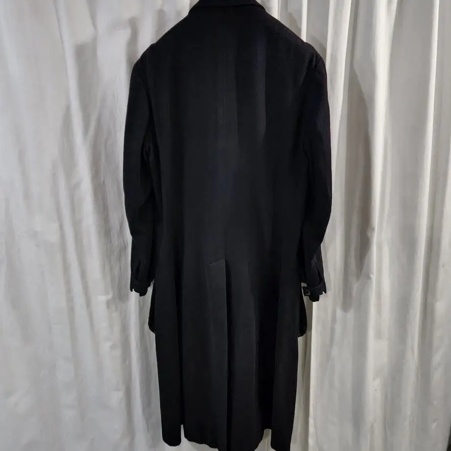 TOP-YAMAMOTO ® Business style black mid-length trench coat men's suit collar single-breasted stylish jacket