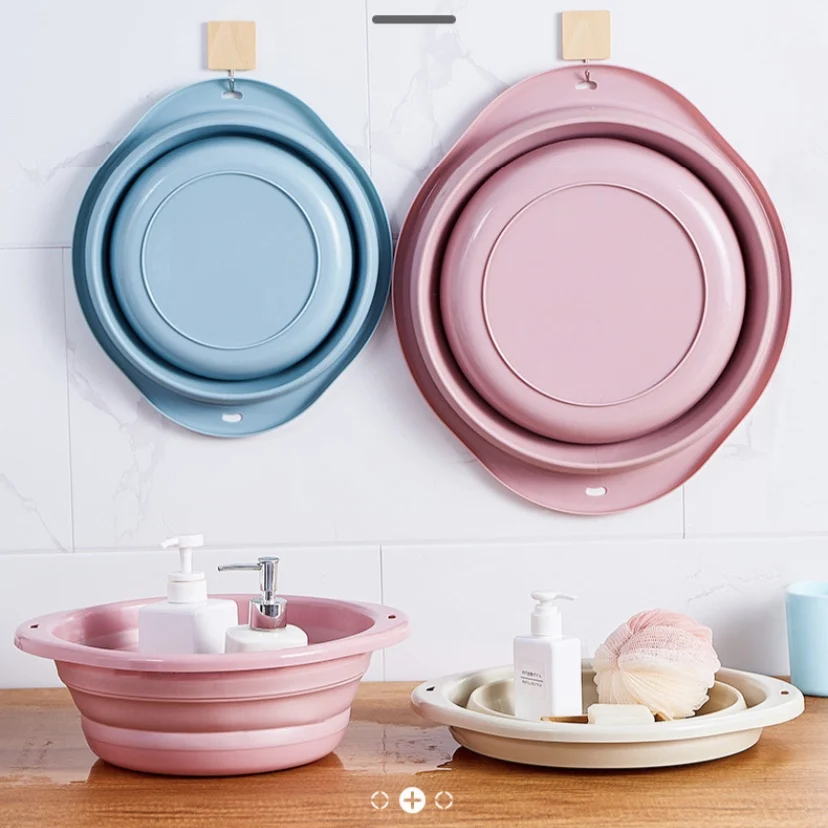 Collapsible Silicone Wash Basin Portable Folding Bowl Travel Camping Outdoor Home Bathroom Washing Tub With Hang Hole