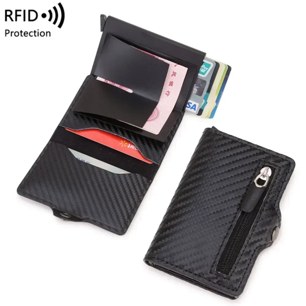 Carbon Fiber Rfid Blocking Protection Men Id Credit Card Holder Wallet Leather Metal Business Bank CreditCard Cardholder Case