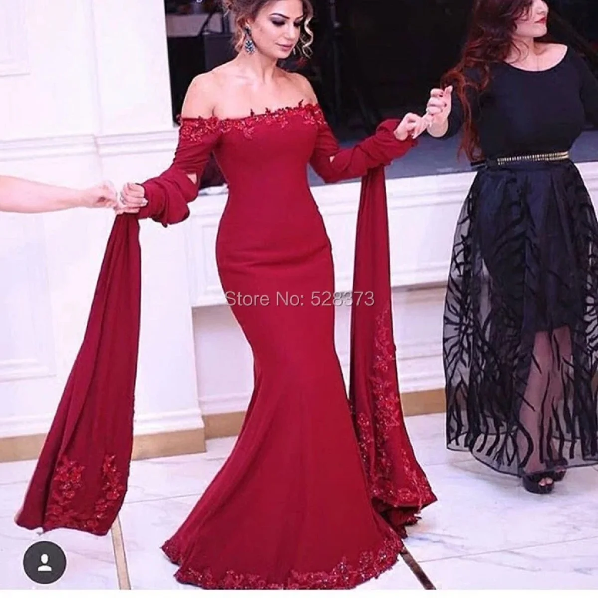 

YNQNFS Wine Red Chiffon Mom Dress Beaded Lace Women's Evening Dress Banquet Long Sleeve Party Dress