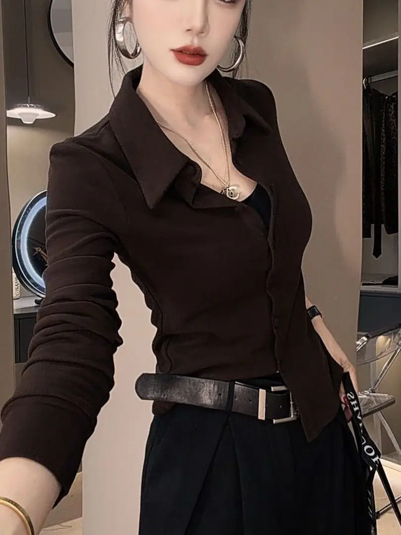 

Double-Sided Thiened Warm Long Sve Stand Collar Base irt Women's Faionable Slimming Top for Autumn Winter