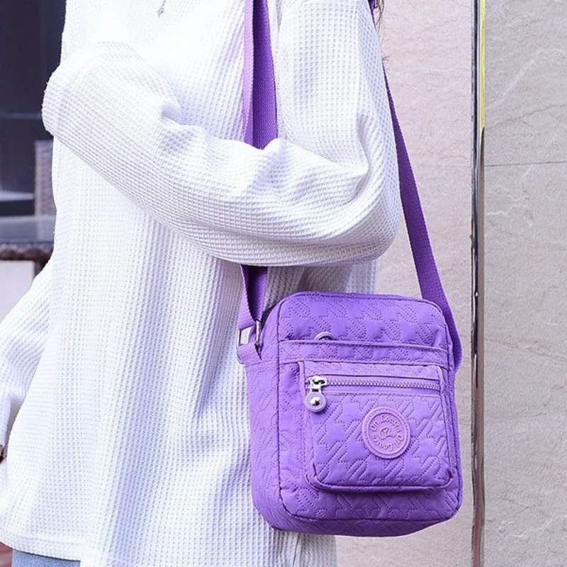 

2025 Spring New Women Mini Square Bag Vertical Nylon Crossbody Phone Purse, Korean Fashion Colorful Shoulder Bag Lightweight