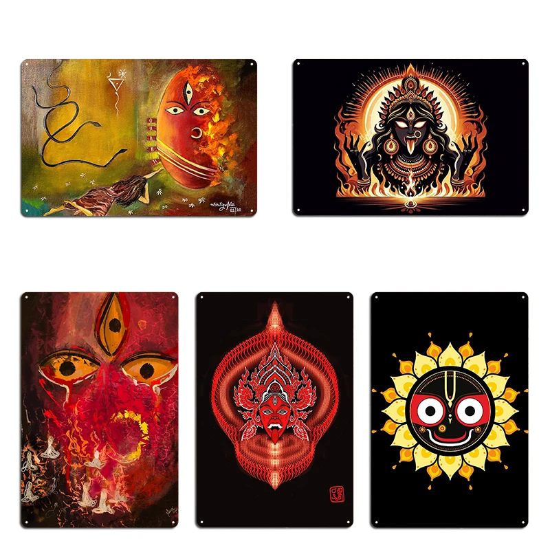 Linga Bhairavi-Póster de placa de Metal rojo de alta calidad, pared para crear el hogar, diosa del Pub, Kali en la gloria divina, cartel de estaño