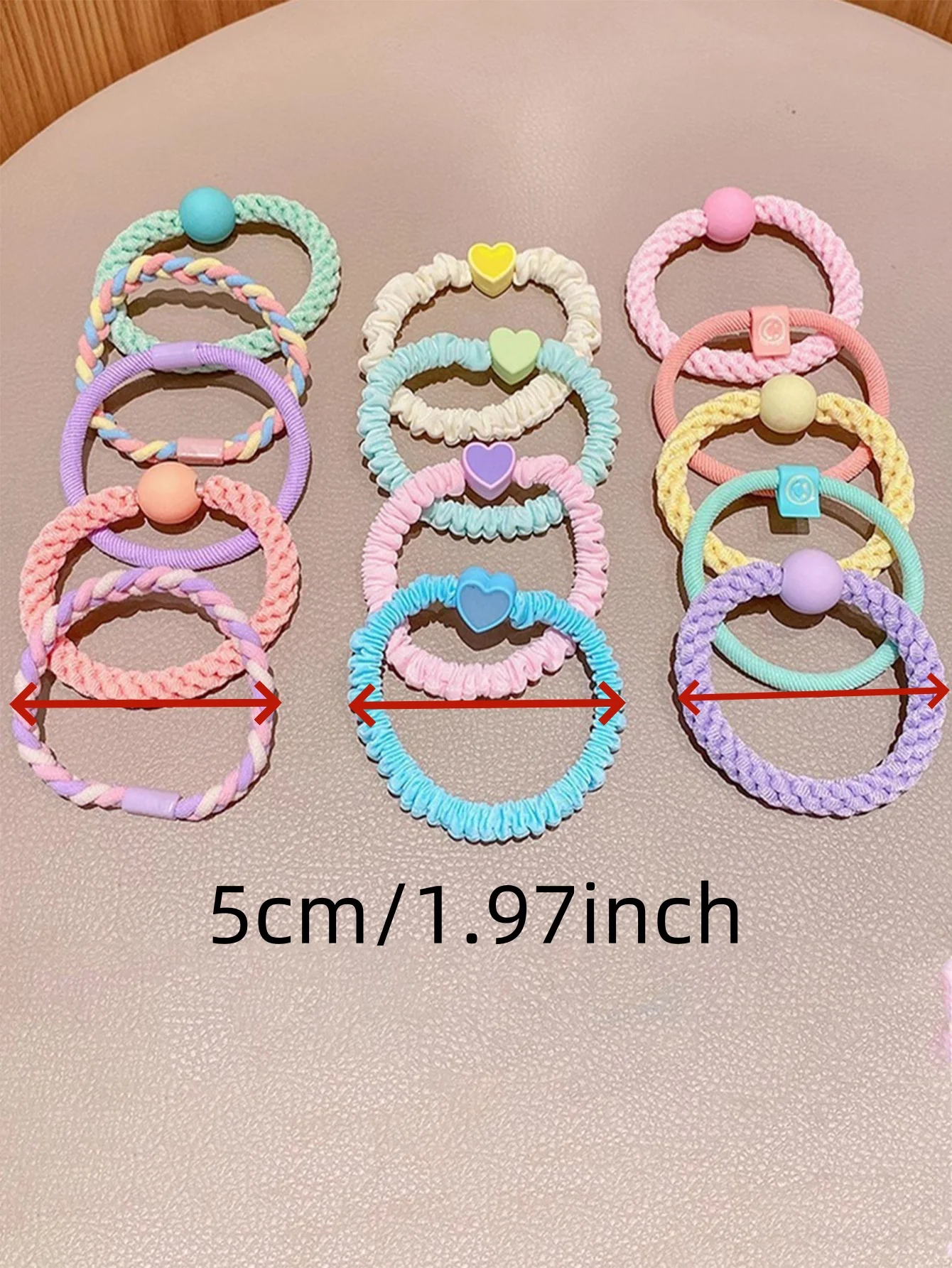 5pcs Summer Fresh Hair Circles Korean Edition Colored Leather Bands with High Aesthetic Value for Children\'s Ball Head and Horse