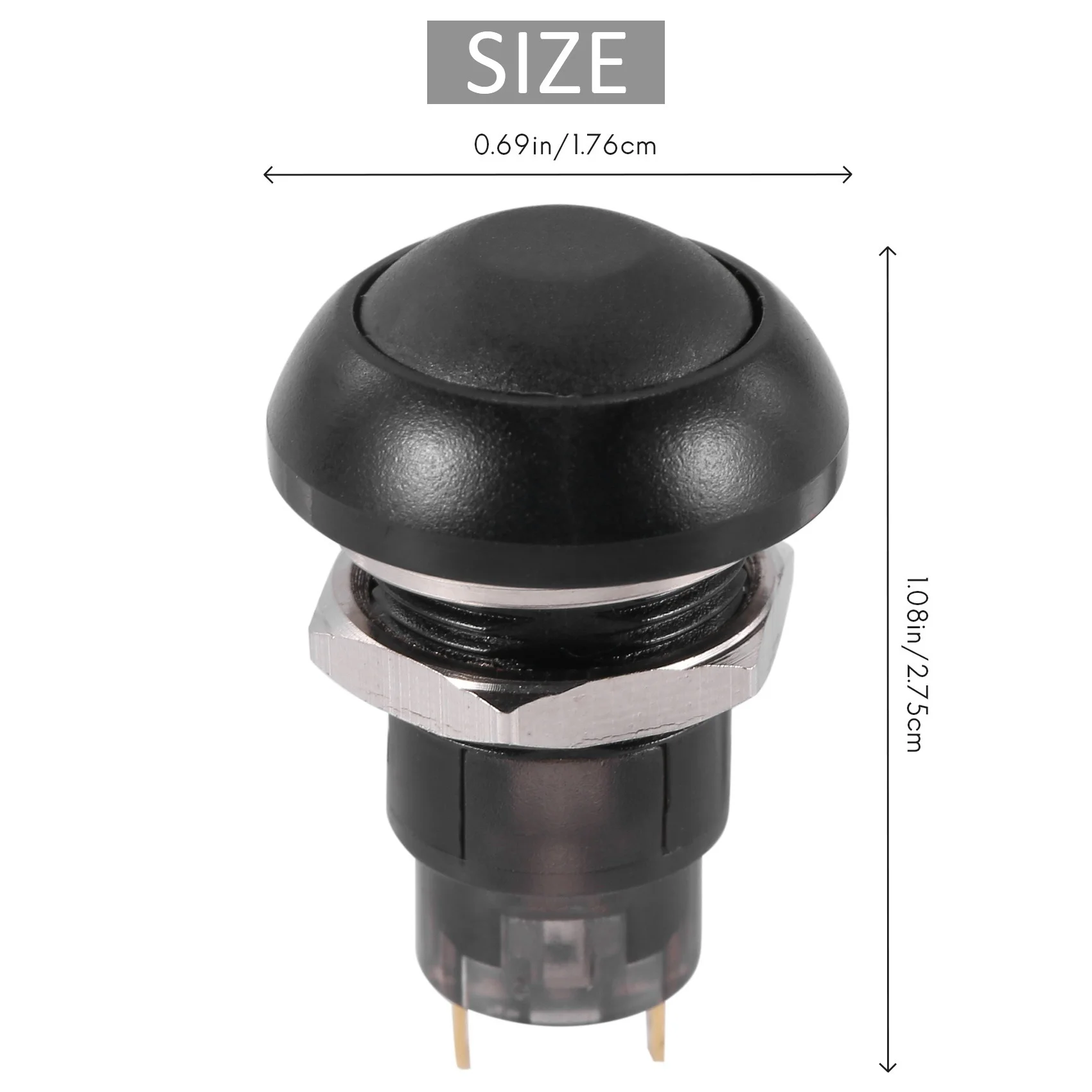 On-Off Latching Waterproof 12mm Push Button Switch SPST 2A IP67, Black