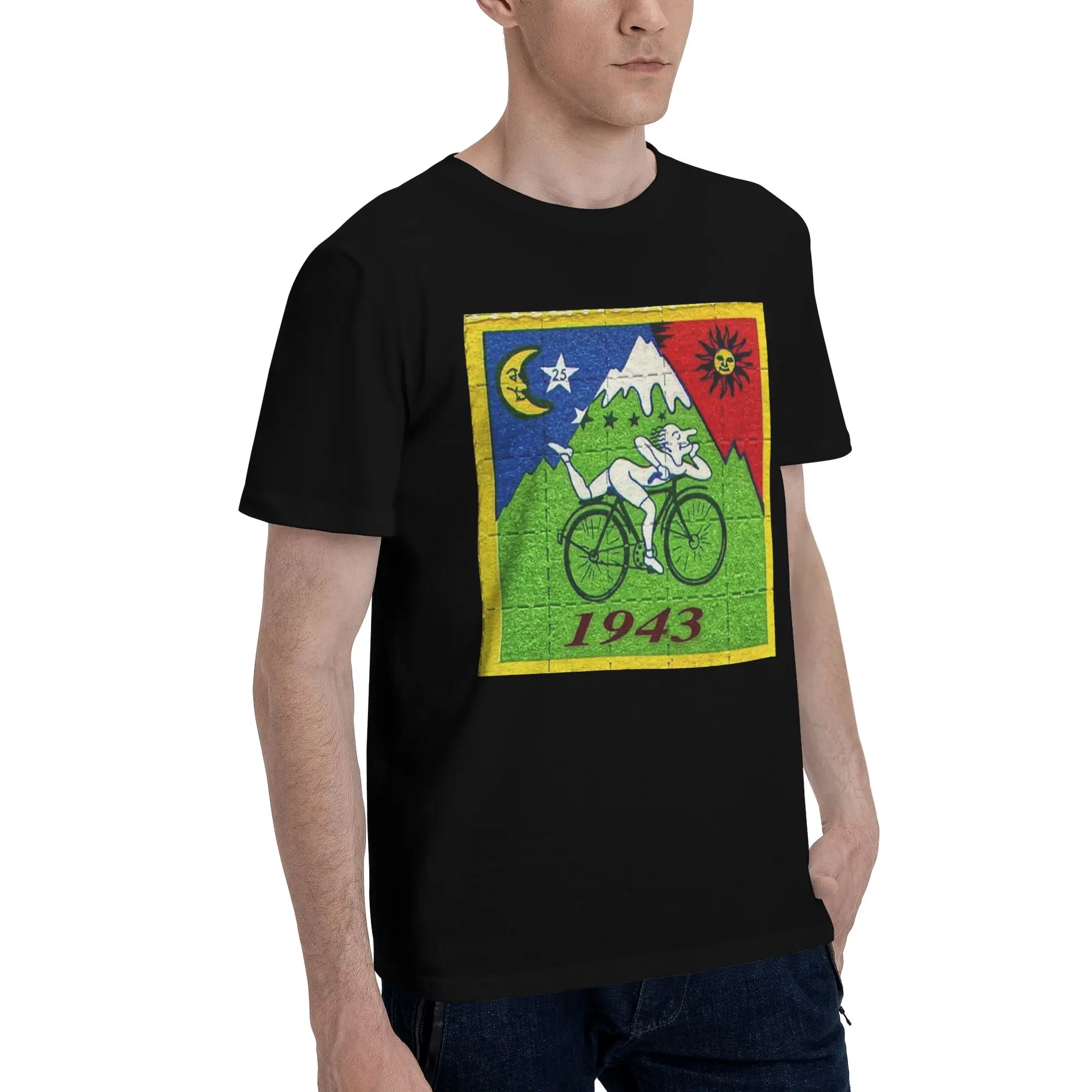 

Bicycle Day Lsd Blotter Art Tab Men T-Shirt Oversized T Shirts Men's Crew Neck Cotton Tees Short Summer Male