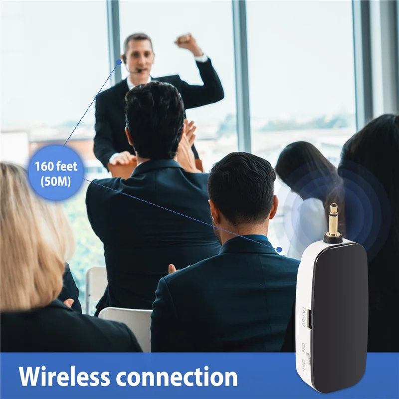 B24B جديد 2 في 1 يده UHF ميكروفون لاسلكي المهنية رئيس ارتداء هيئة التصنيع العسكري حجم مكبر للصوت لتعليم الكلام #3