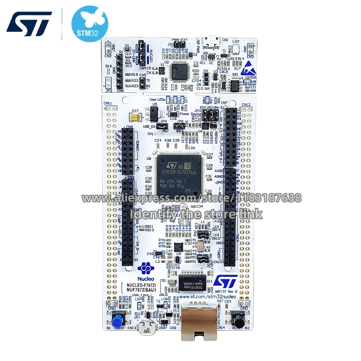 الأصلي مكو مجلس التنمية ، NUCLEO-F767ZI ، Nucleo-144 ، STM32F767ZIT6 ، الأسهم ، 1 قطعة مجموعة