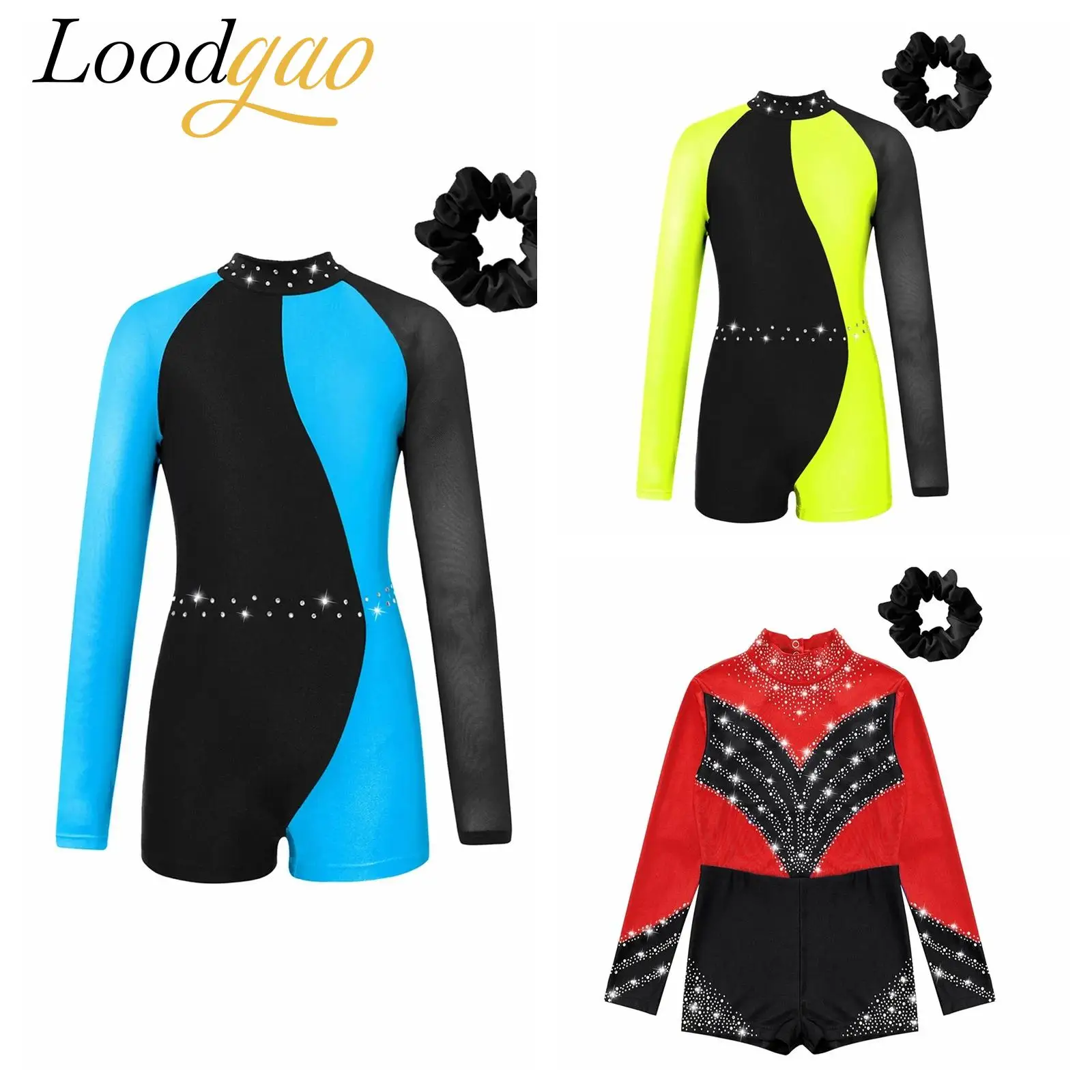 

Kids Girls Shiny Rhinestones Ballet Jazz Dance Leotard Figure Gymnastics Jumpsuit Dancewear for Dancing Competition Dancewear