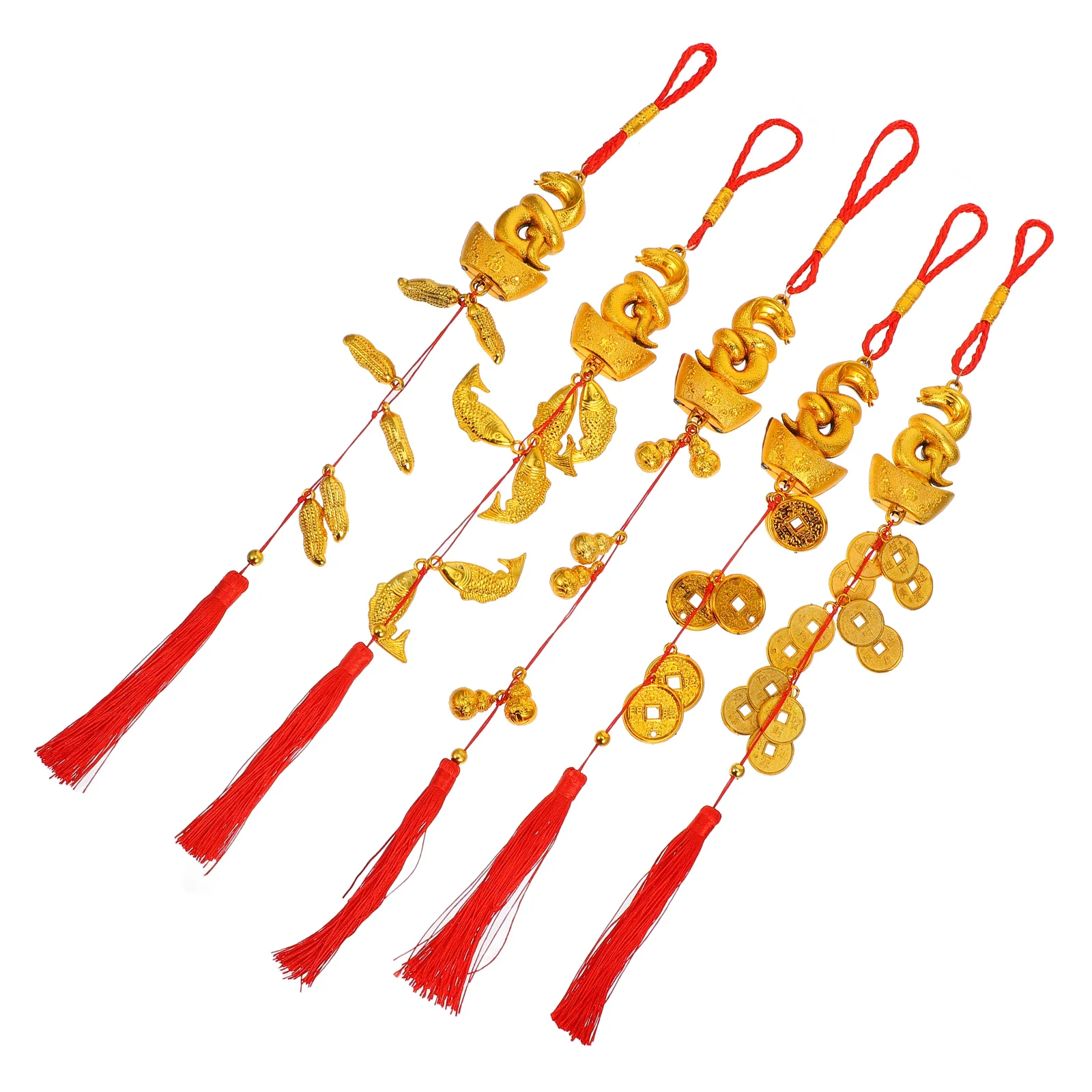 5 stks Bonsai Hangende Decor Chinees Nieuwjaar Hanger Slang Jaar Geluk Rijkdom Zegen Festival Ornament Autoruit Boom Decor