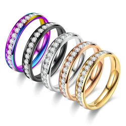 4mm Stainless Steel Stackable CZ Eternity Ring Wedding Band for Women Men Size 5-13