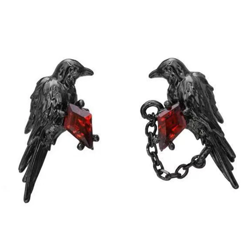 New Love And Deepspace Sylus Earring Cosplay Black Crow Pendant Ear Clip Jewelry Punk Hip Hop Eardrop Accessories Halloween Prop