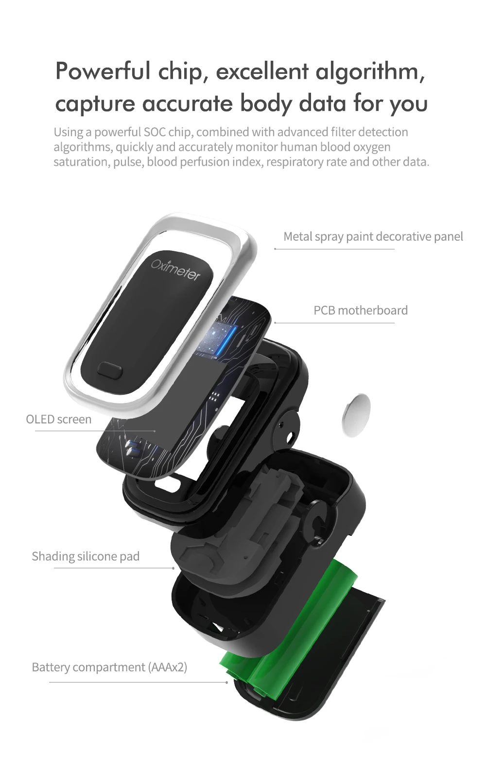 Kiuzou Medical Finger Pulse Fingertip Oled Portable Oximeter SPO2 PR 8 hours sleep monitor Blood Oxygen Oximetro De Dedo case