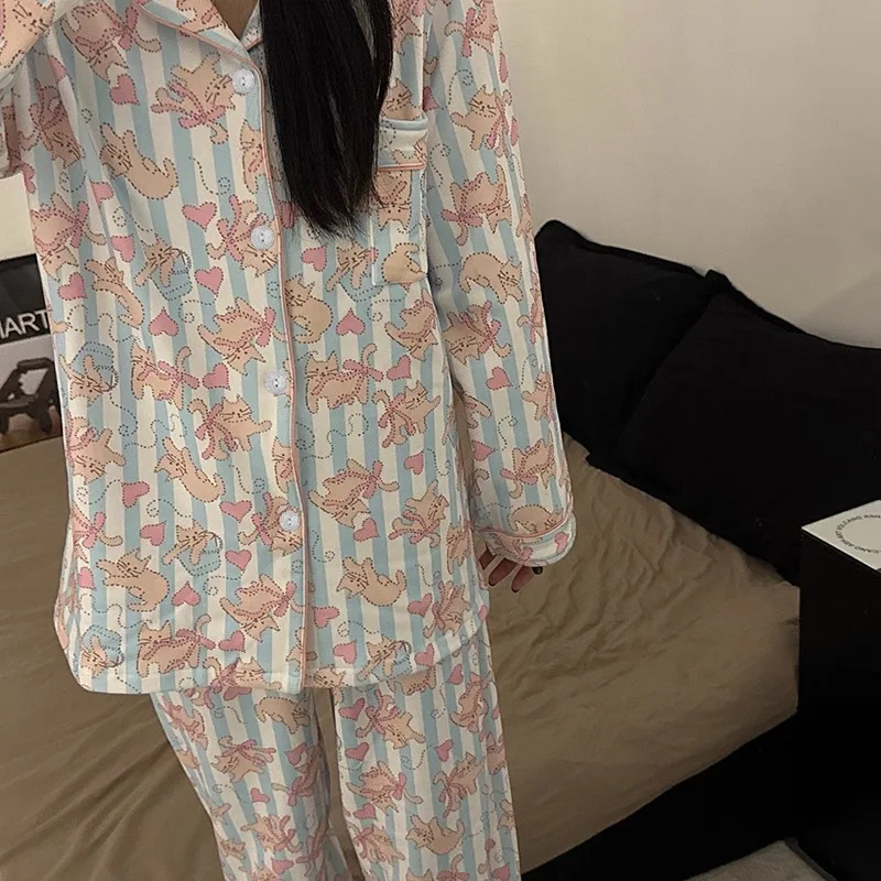 طقم بيجامة نسائي من Pjs بيجامة شتوية دافئة ملابس منزلية عصرية، بيجامات طقم بيجامة لطيف وناعم للخريف