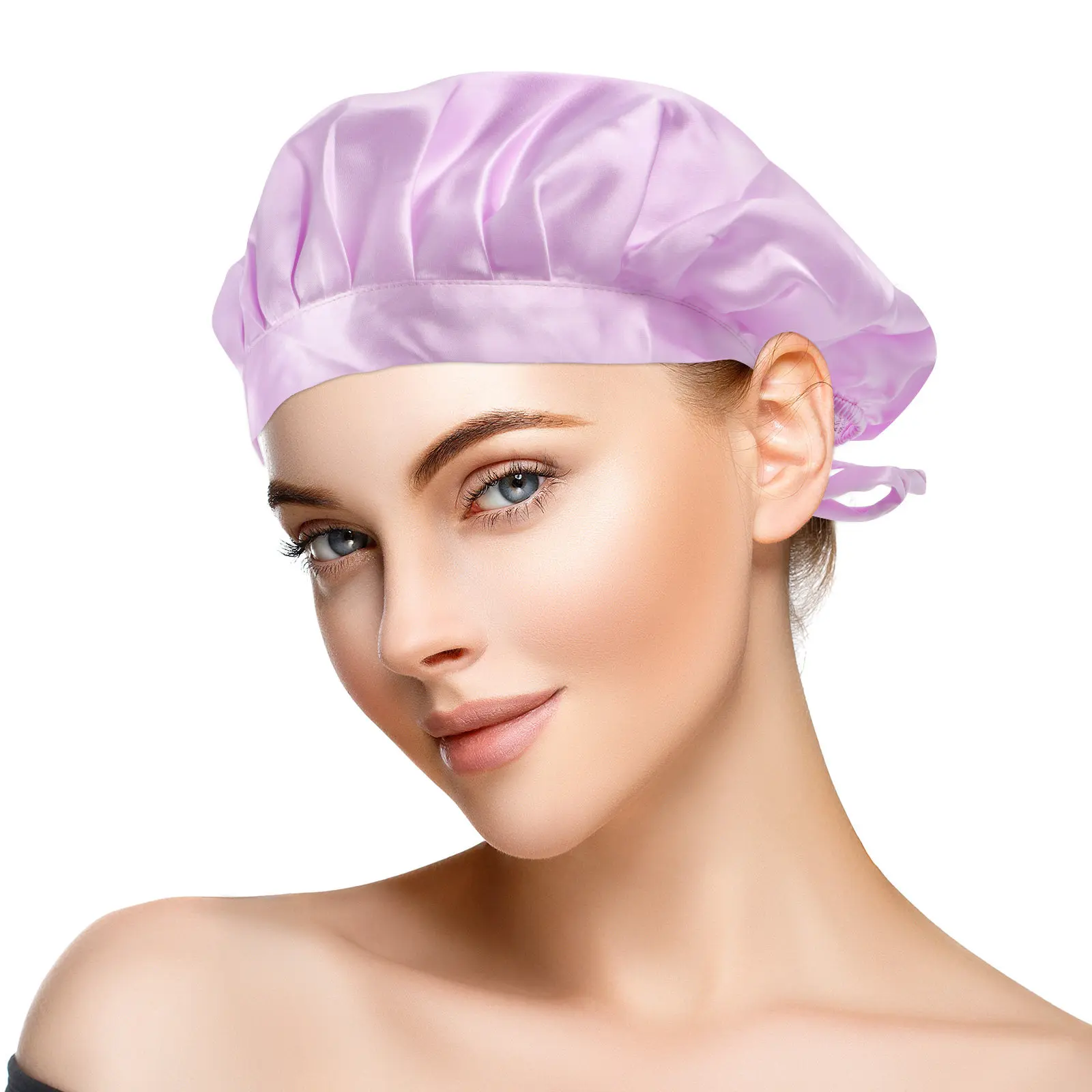 

1Pcs Hair Care Silk Sleeping Cap Elastic Adjustable Night Sleep Hat Soft for Women Chemotherapy Night Sleeping Hat