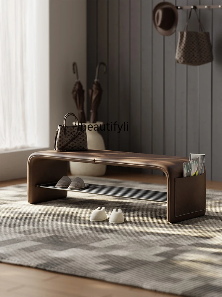 Italian Minimalist Shoe Changing Home Footstool Storage Shoe Cabinet Home Multi-Functional Bench