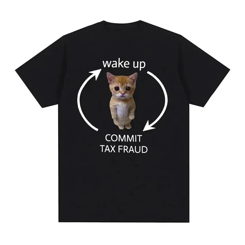 Wake Up Act Silly Meme Graphic T Shirt Funny Cute Cat Print Short Sleeve T-shirt Women Casual T Shirts Summer Streetwear Y2K Top