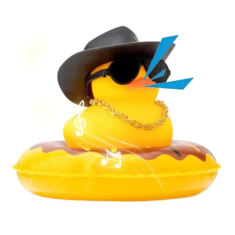 cute Cowboy Rubber Duck Squeaky Duck Yellow Rubber Duck Bath Party Toy Duckies Car Rubber Dashboard Decoration Baby Bath Toys