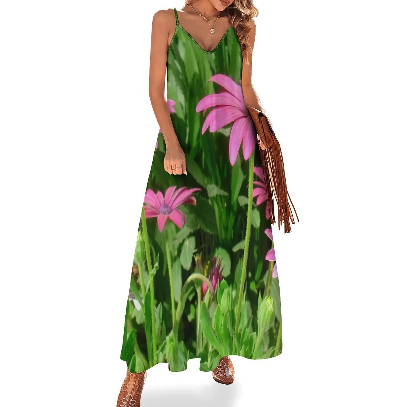 

Magenta Africa Daisies Sleeveless Dress summer clothes women's evening dress 2025