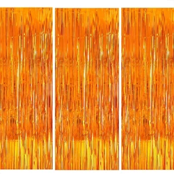 3pack Orange Tassel Background Decoration Set Metallic Foil Tassel Curtain Background Suitable for important scene