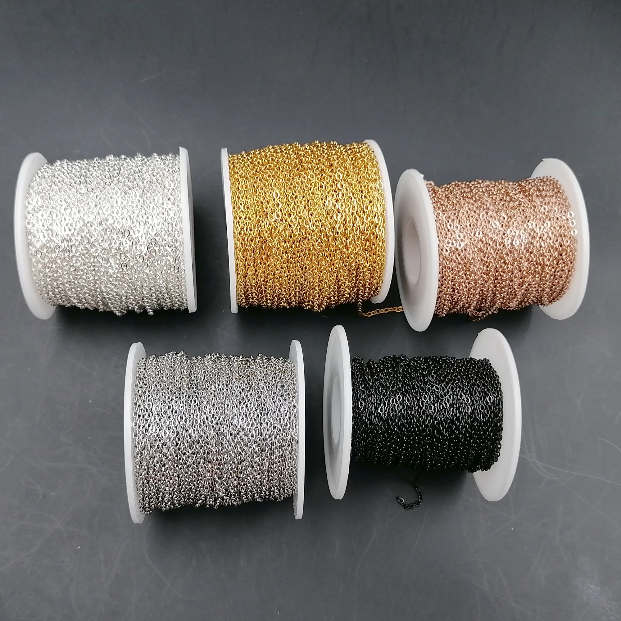 12meter Lot 2mm wide choose Color Jewelry Finding Stainless steel Strong Link chain Marking DIY