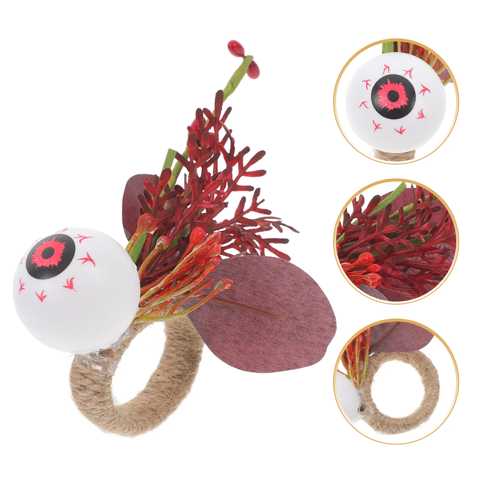 

4pcs Napkin Ring Halloween Table Decoration Eye Ball Buckle Holder Novel Shaped Serviette Buckles Party Supplies Reusable