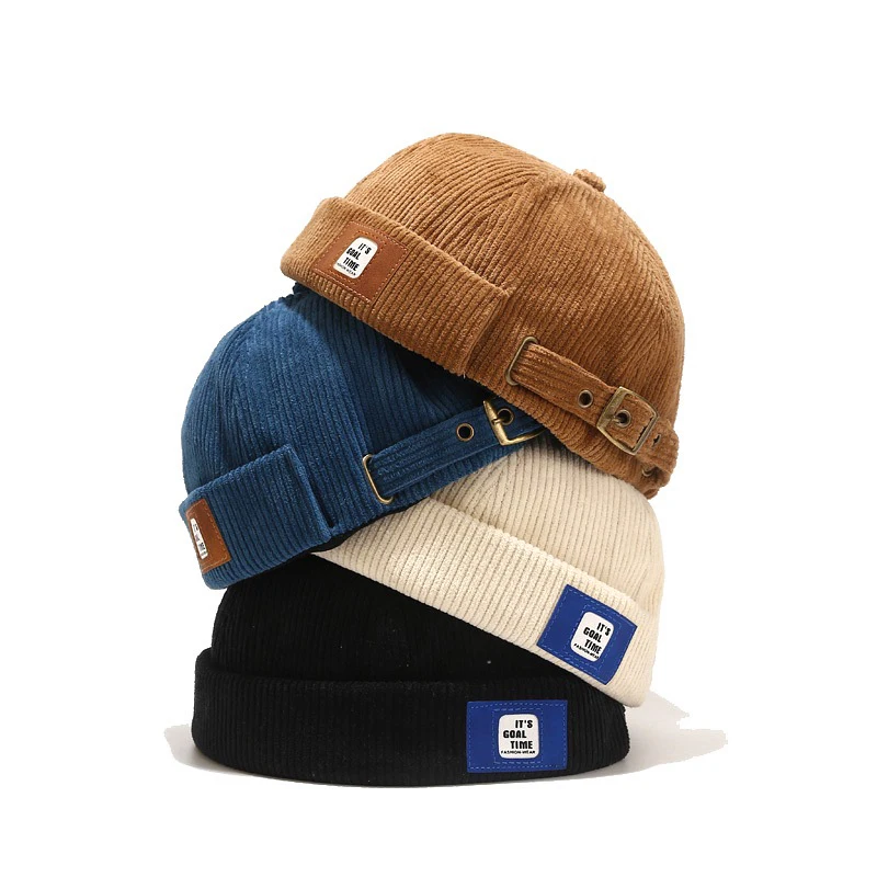 Bocca Beanie Hoeden Randloze Hoed Caps Voor Mannen Vrouwen Corduroy Koepel Verstelbaar Vintage Soild Kleur Unisex Winter Lente Herfst