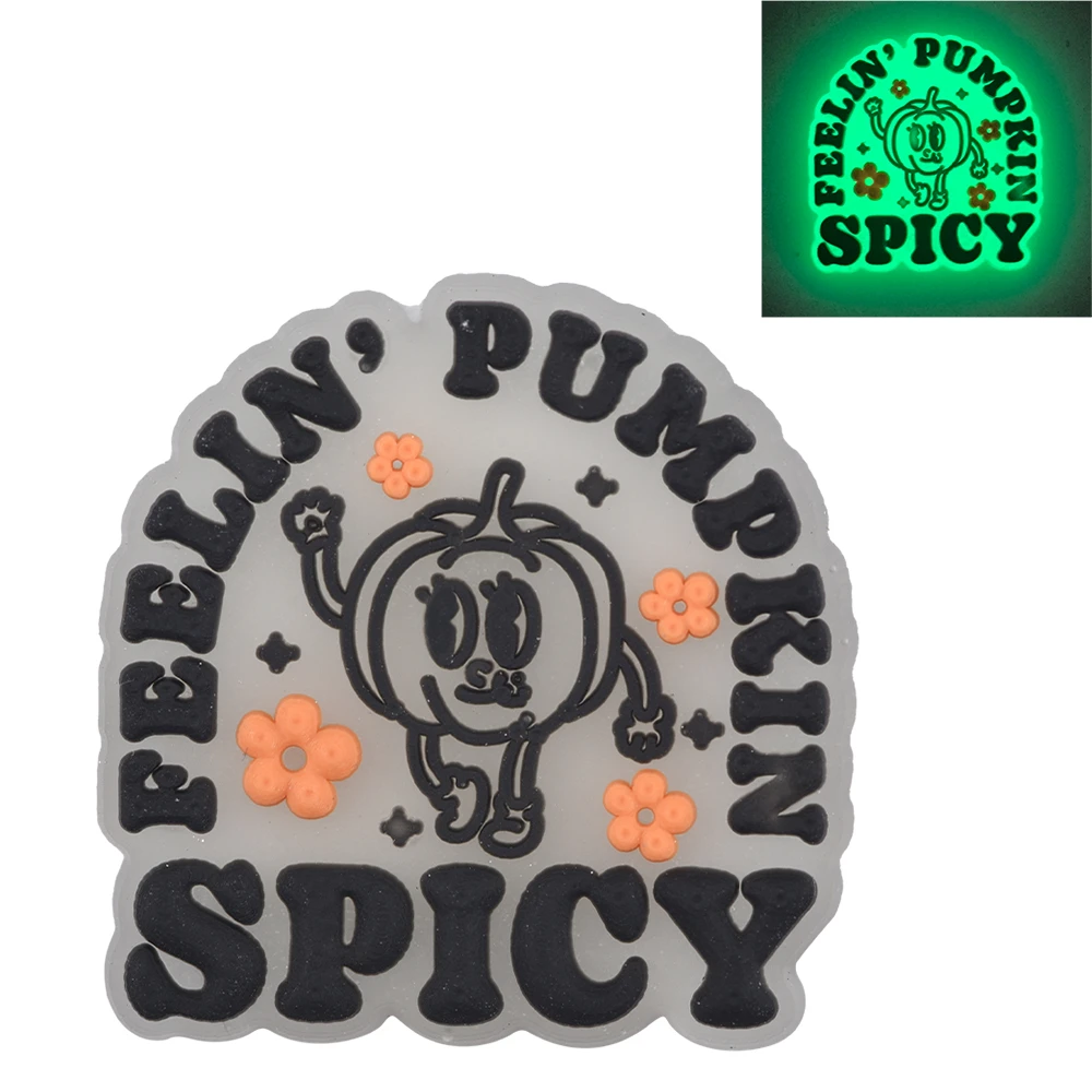 1pcs Glow In The Dark Horror Style Shoe Charms Black Pumokin Skull Witch Shoe Decoration Girls Boys Halloween Gifts