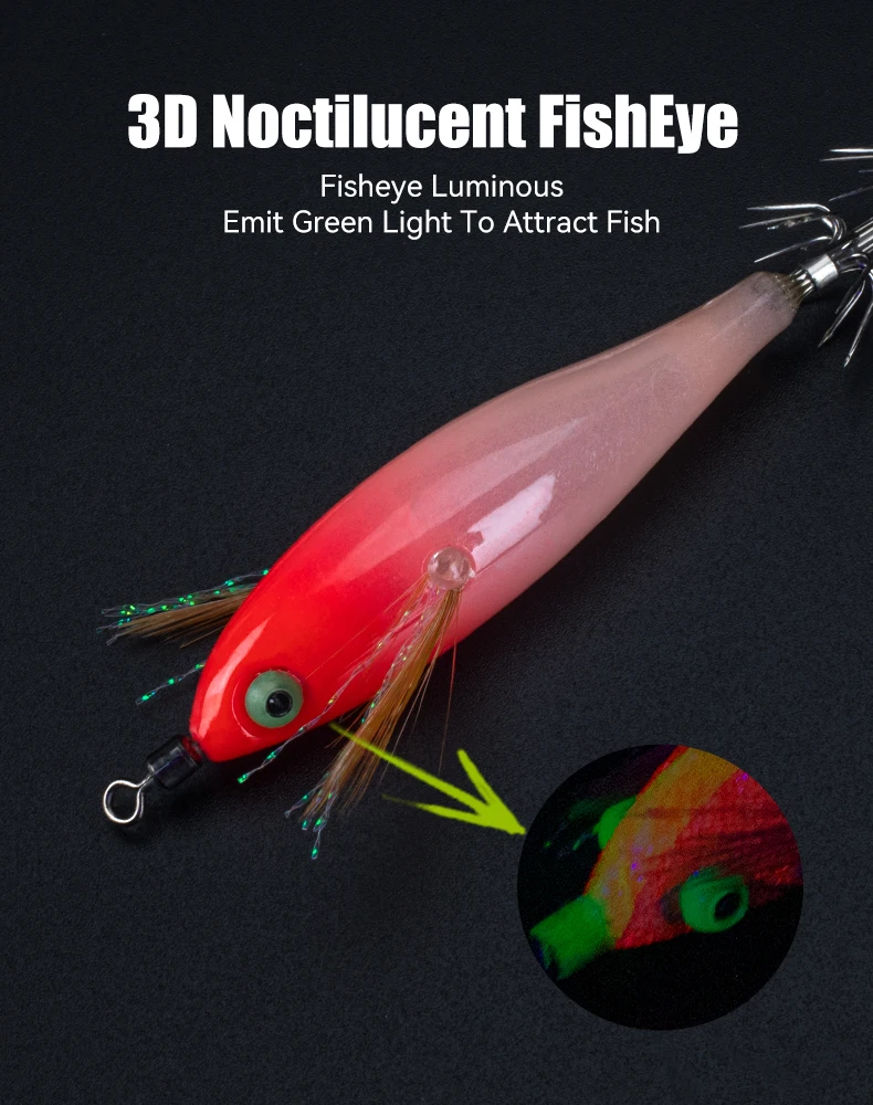 LEYDUN 14 stücke Tintenfisch Angeln Lockt 60mm 70mm Leuchtende Horizontale UV Beschichtung Jig Holz Garnelen Tintenfisch Haken angelgerät Köder – Detail 6