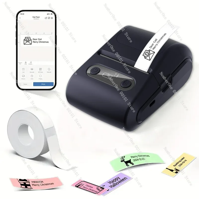 Portable mini thermal label printer, small for home and mobile phone Bluetooth