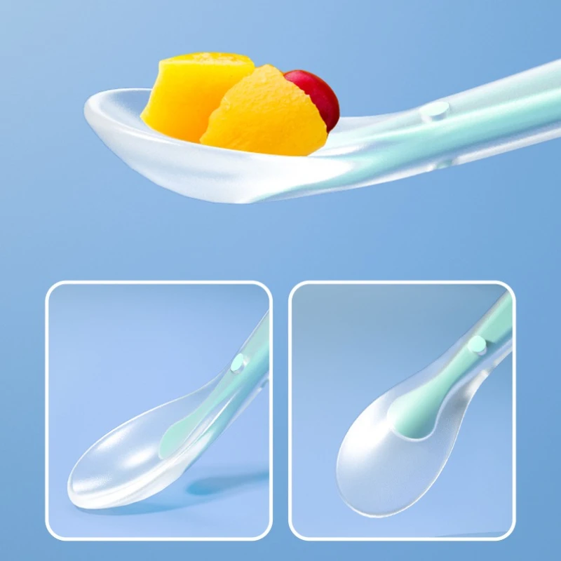Hot Sale Baby Soft Silicone Spoon Candy Colored Temperature Sensing