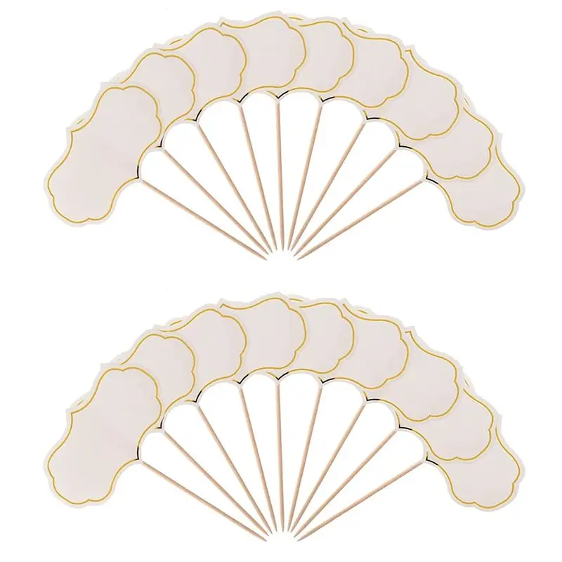 A68P-50PCS Chalkboard Cupcake Toppers Picks Charcuterie Board Buffet Labels Food Tag Blank Toothpick Flag Appetizer Signs