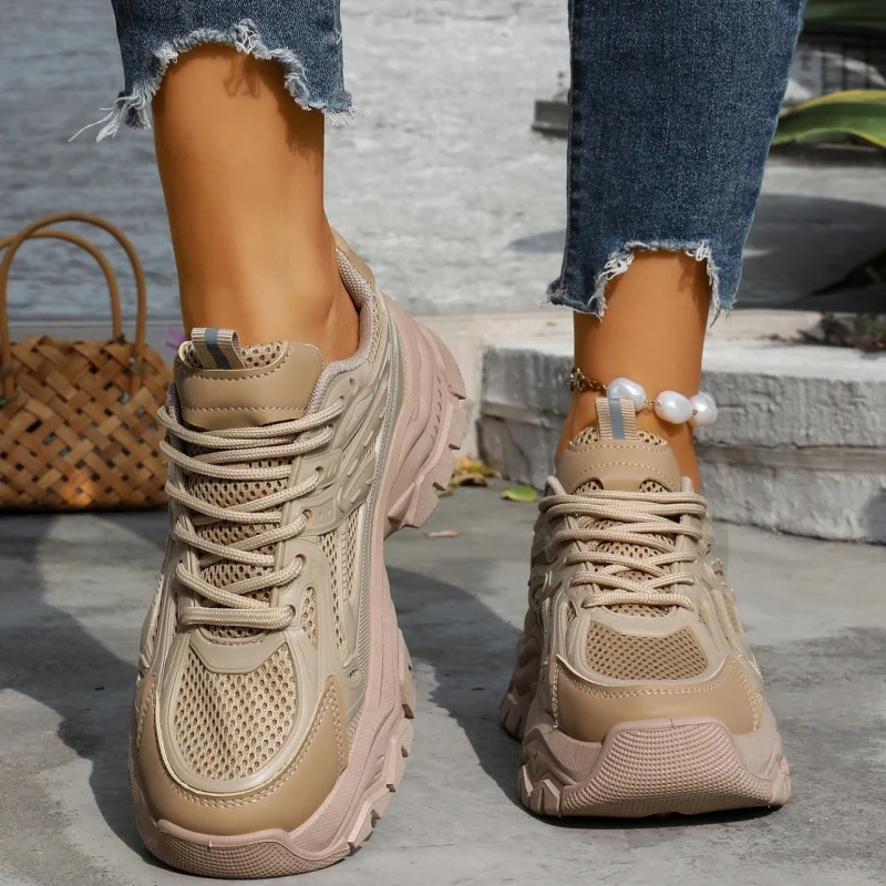 Primavera y otoño con cordones elegantes punta redonda zapatos deportivos y de ocio sexis Venta caliente de moda nuevos zapatos cómodos para mujer